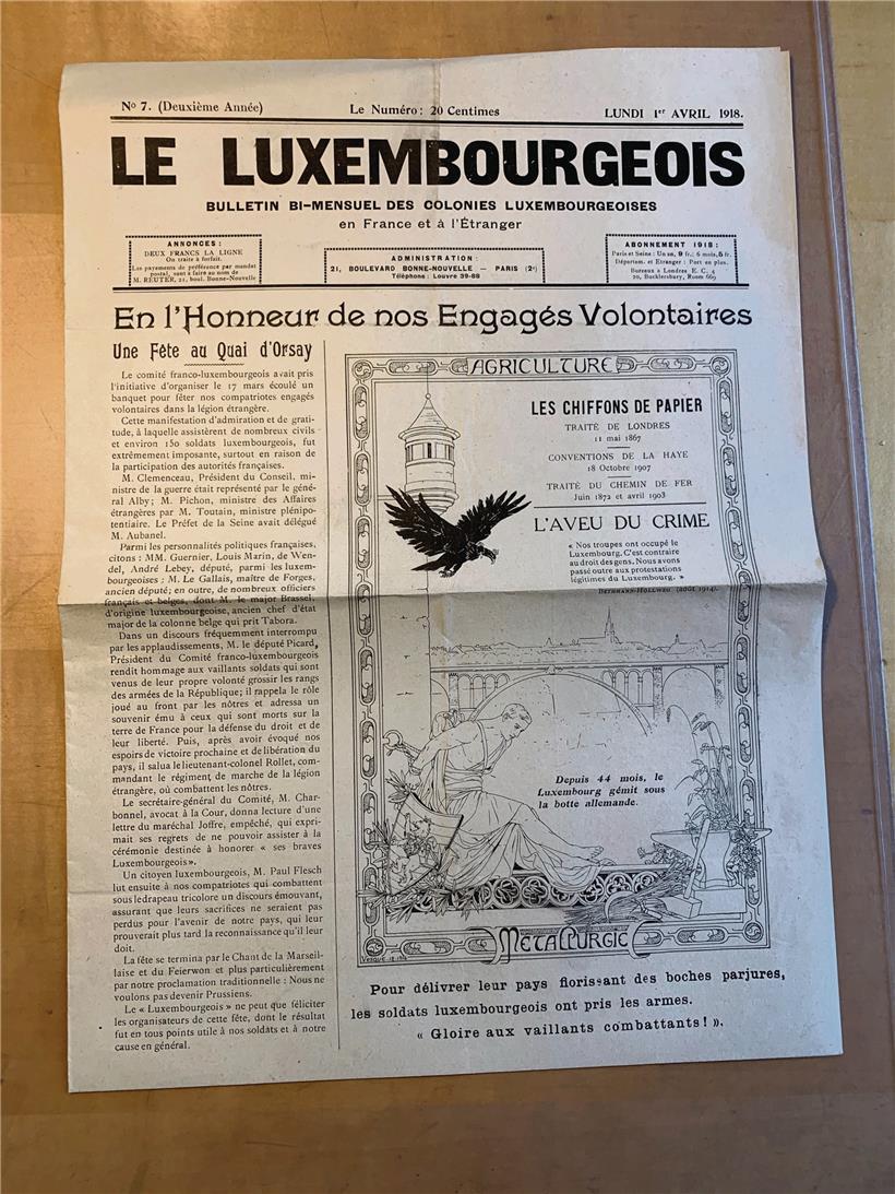 „Le Luxembourgeois“, périodique publié par Paul Schroell et Alphonse Steinès à Paris à partir de 1917
