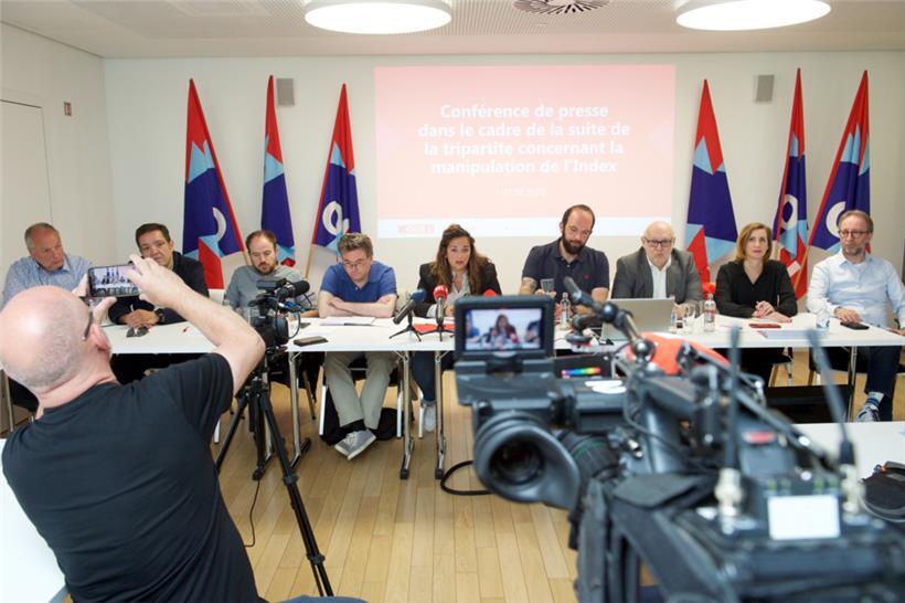 Le bureau exécutif de l’OGBL mercredi lors de la conférence de presse tenue exceptionnellement au Casino syndical de Bonnevoie
