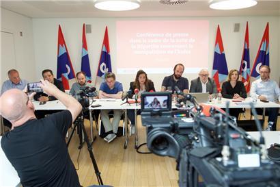 Le bureau exécutif de l’OGBL mercredi lors de la conférence de presse tenue exceptionnellement au Casino syndical de Bonnevoie
