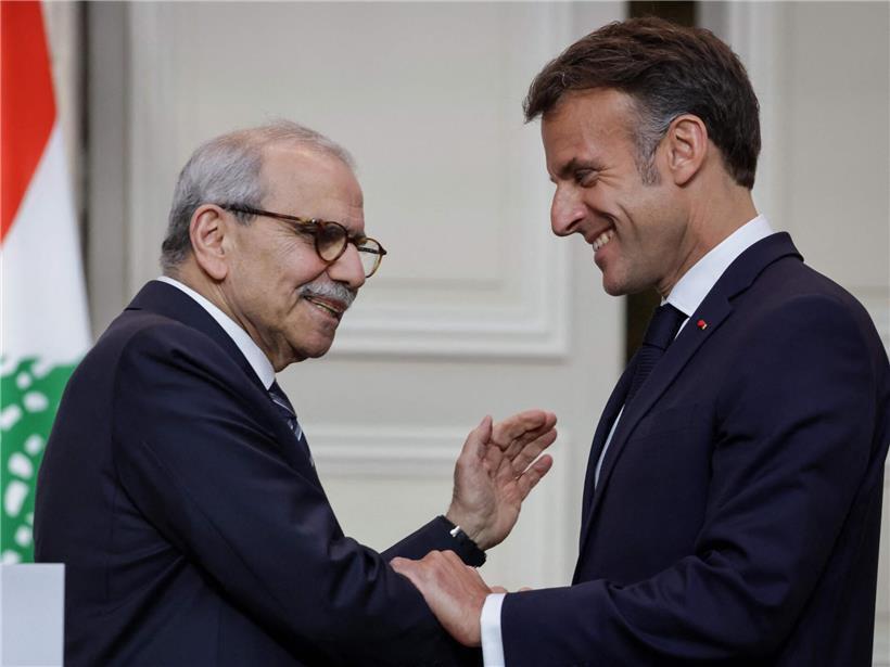 Emmanuel Macron empfängt libanesischen Premierminister Nawaf Salam zu Gespräch in Paris