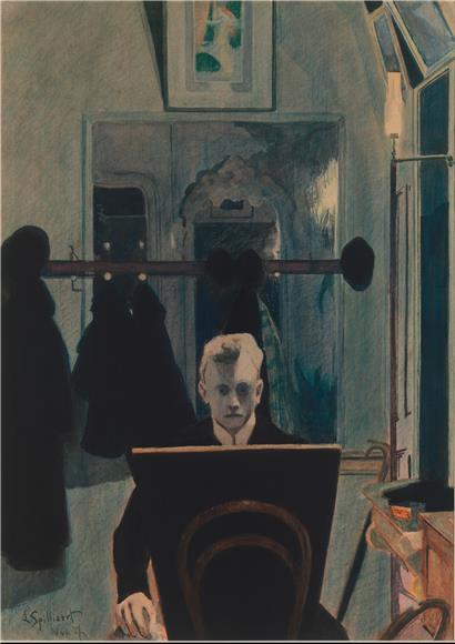 Léon Spilliaert(1881-1946) – Autoportrait 1907 – Lavis d’encre de Chine, pinceau, crayon de couleur et aquarelle sur papier 52,7 x 37,8 cm, Etats-Unis, New York (NY), The Metropolitan Museum of Art
