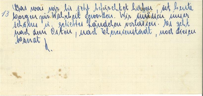 Letzter Brief von Renée und Eugénie Cerf aus Fünfbrunnen, März 1943
