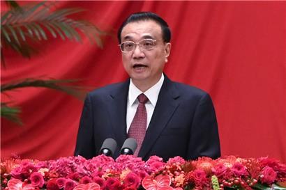 Li Keqiang während einer Rede in der Halle des Volkes im September 2021
