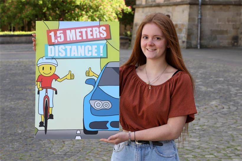 Lina Welters Entwurf soll die Verkehrsteilnehmer künftig in den sozialen Medien zu mehr Vorsicht beim Überholen animieren
