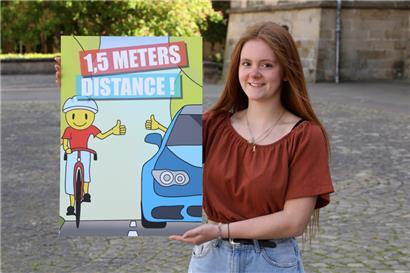 Lina Welters Entwurf soll die Verkehrsteilnehmer künftig in den sozialen Medien zu mehr Vorsicht beim Überholen animieren
