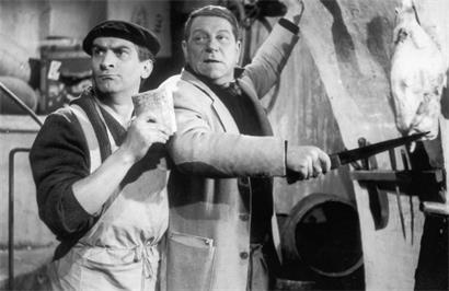 Louis de Funès (g.) et Jean Gabin (d.) étaient part de „La Traversée de Paris“ (1956)