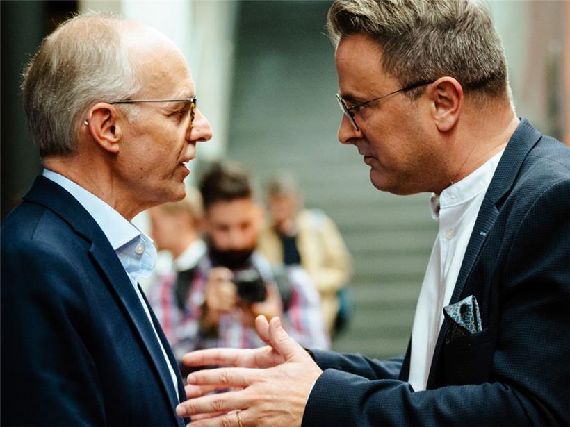 Luc Frieden und Xavier Bettel am Abend nach den Wahlen
