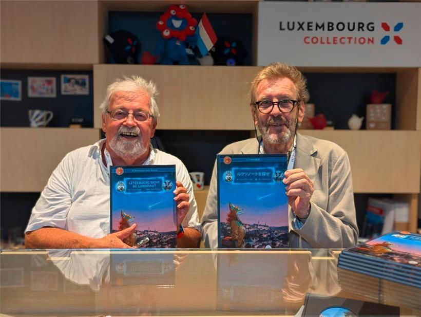 Lucien Czuga (l.) und Dan Altmann bei der Vorstellung ihres Comics in Osaka
