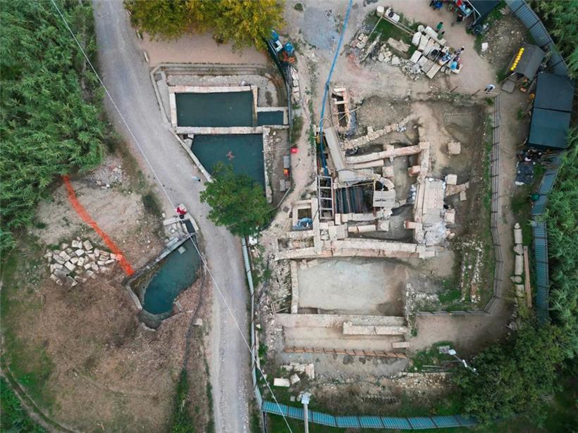 Luftaufnahme von Ausgrabungsstätte nahe San Casciano dei Bagni
