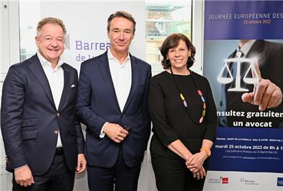 Luxemburger Anwaltskammer: Albert Moro, Vize-Bâtonnier, Pit Reckinger, Bâtonnier, Valérie Dupong, „Bâtonnière sortante“ (v.l.)
