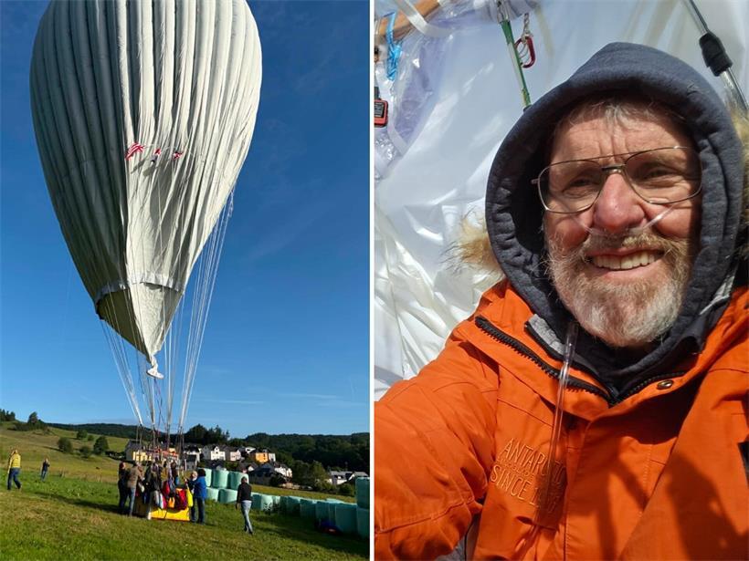 Wasserstoffballon nach Atlantiküberquerung landet in Bastendorf, Peter Cuneo mit Co-Piloten auf Luxemburger Boden