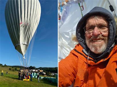 Wasserstoffballon nach Atlantiküberquerung landet in Bastendorf, Peter Cuneo mit Co-Piloten auf Luxemburger Boden