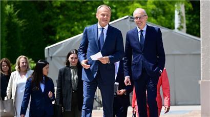 Luxemburgs Premierminister Luc Frieden empfing seinen polnischen Amtskollegen Donald Tusk auf Schloss Senningen

