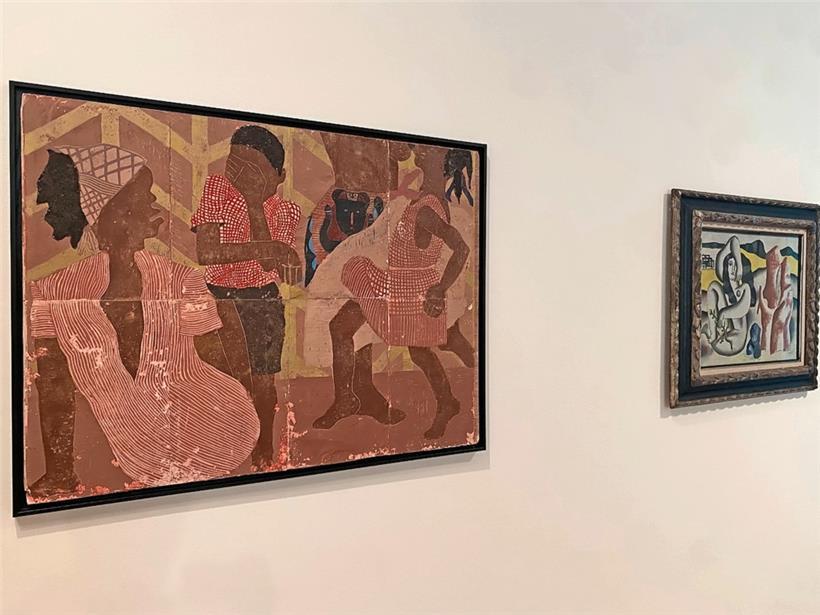 L’œuvre de Kathia Saint-Hilaire à gauche (collection Mudam) en discussion avec un Fernand Léger de la Moderne Galerie de Sarrebruck
