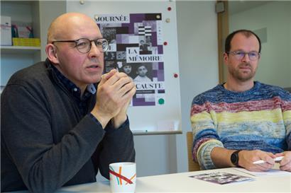 Marc Schoentgen (l.) und Romain Schroeder vom „Zentrum fir politesch Bildung“

