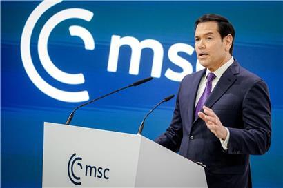 Marco Rubio, US-Außenminister, spricht bei der 62. Münchner Sicherheitskonferenz (MSC) vor Publikum