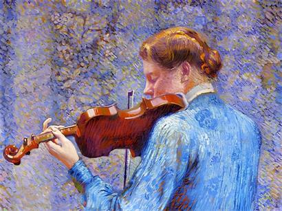 „Marie-Anne Weber au violon“ oder „Violoniste“ von Théo van Rysselberghe, 1903, Öl auf Leinwand
