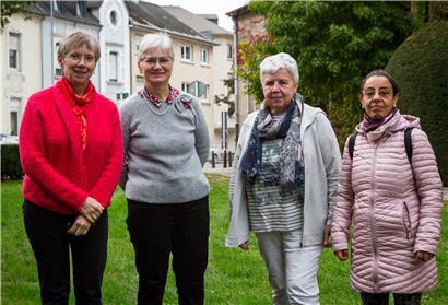Marie-Christine Ries, Anne Cescutti, Monique Kass und Bararh Anissa setzen sich für Geflüchtete ein
