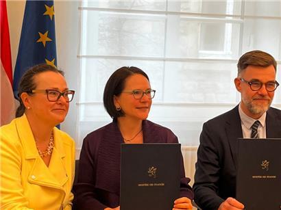 Marjut Falkstedt, Yuriko Backes und Franz Fayot
