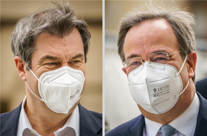 Markus Söder und Armin Laschet schenkten sich bei ihrem Auftritt vor der Unionsfraktion nichts
