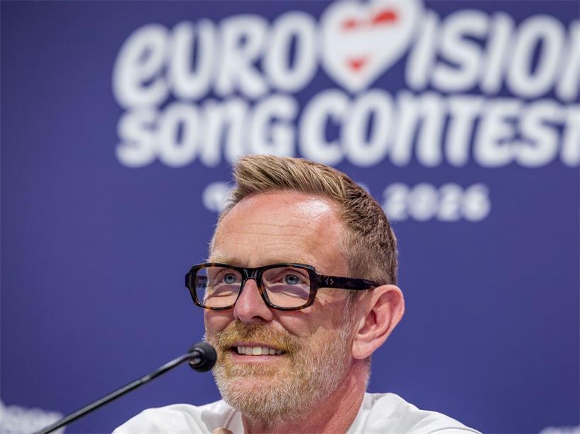 Martin Green, ESC-Direktor, bei einer Pressekonferenz im Rahmen des Eurovision Song Contest (ESC) in der Wiener Stadthalle