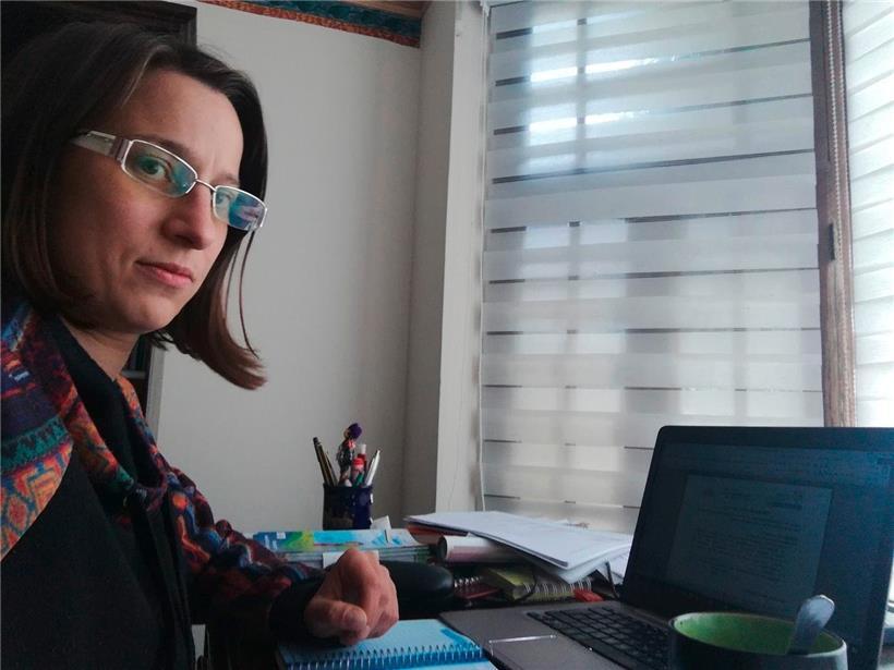 Martine Greischer im Home-Office in Cochabamba
