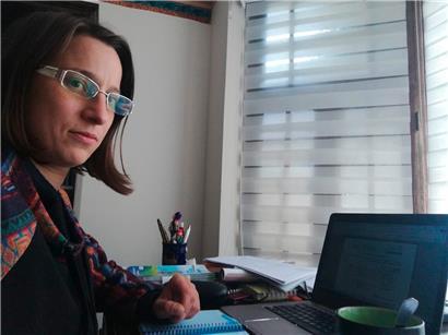 Martine Greischer im Home-Office in Cochabamba
