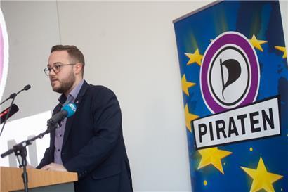 Mathis Godefroid anlässlich des Landeskongresses der Piraten im vorigen Januar in Hesperingen
