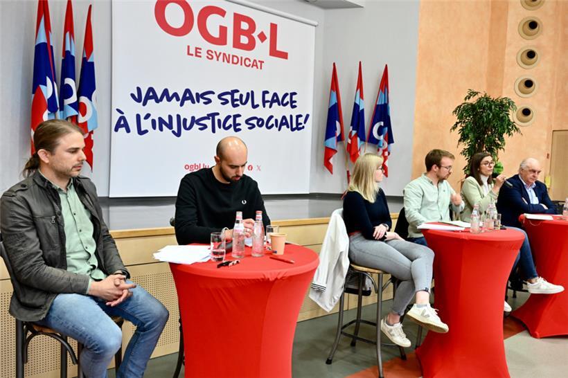 Mehr und weniger junge Kandidaten (v.l.): Alain Hermann (KPL), Alija Suljic („déi Lénk“), Michaela Morrisova (LSAP), Fabricio Costa („déi gréng“), Martine Kemp (CSV) und Charles Goerens (DP)
