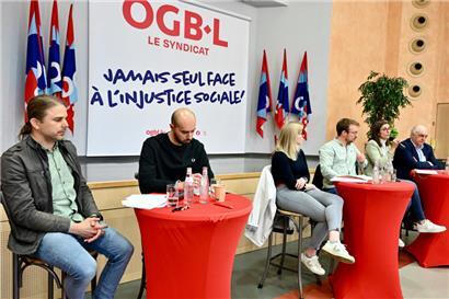 Mehr und weniger junge Kandidaten (v.l.): Alain Hermann (KPL), Alija Suljic („déi Lénk“), Michaela Morrisova (LSAP), Fabricio Costa („déi gréng“), Martine Kemp (CSV) und Charles Goerens (DP)
