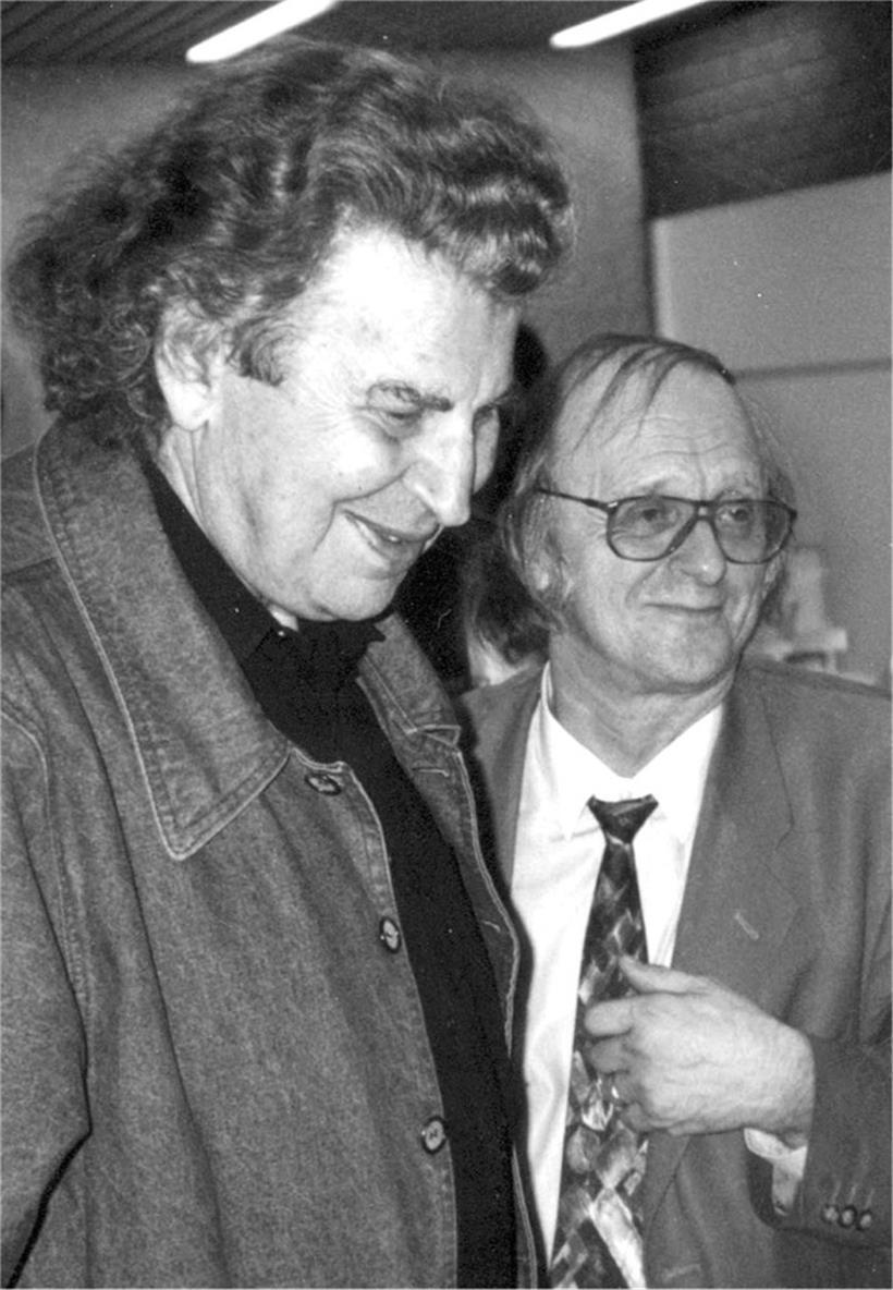 Mikis Theodorakis (l.) und Guy Wagner (r.) in Passau, 1999
