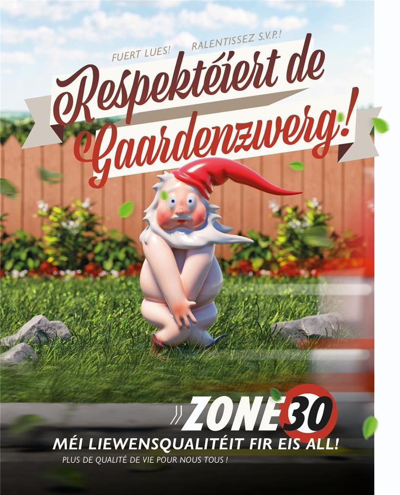 Mit einer unkonventionellen Aktion macht Sanem auf die Gefahr von überhöhter Geschwindigkeit in den 30er-Zonen aufmerksam
