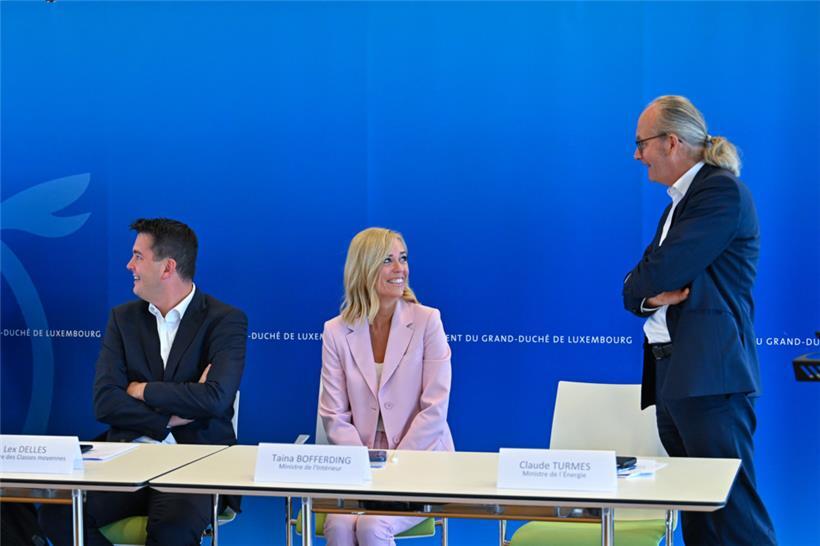 Mittelstandsminister Lex Delles, Innenministerin Taina Bofferding und Energieminister Claude Turmes
