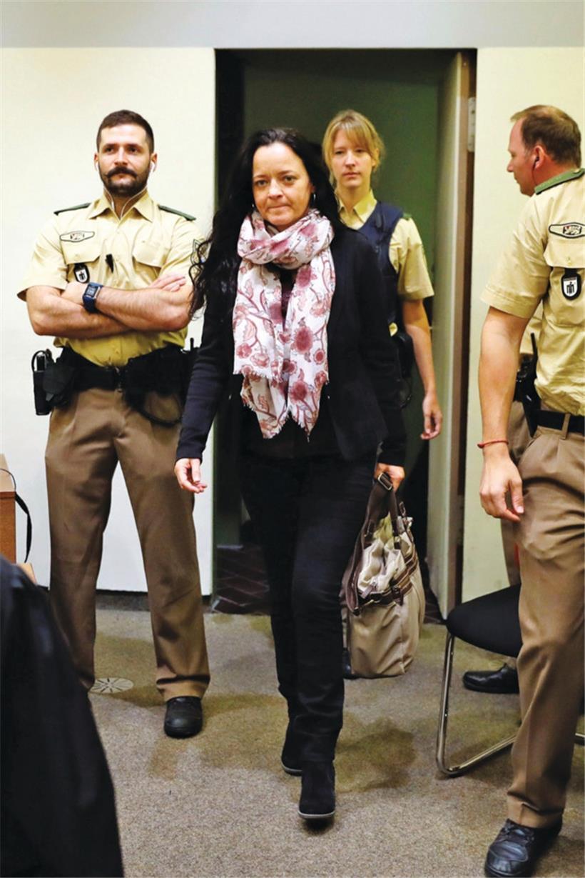 NSU-Terroristin Beate Zschäpe beim NSU-Prozess in München am 12. September 2017

