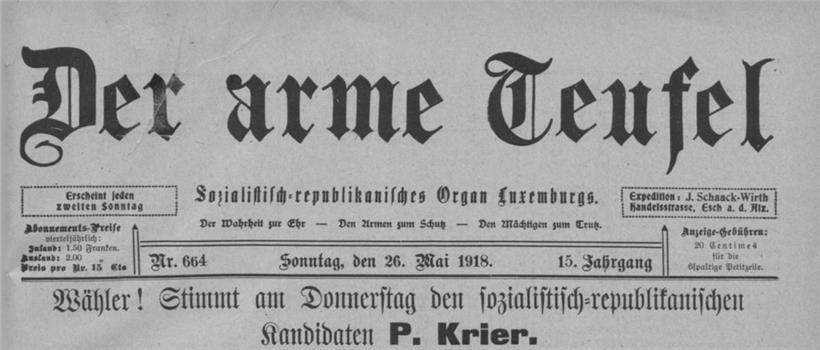 Nach dem Unfalltod des sozialdemokratischen Abgeordneten und Bergmanns Jean Schortgen wurde der Eisenbahngewerkschafter Pierre Krier am 30. Mai 1918 ins Parlament gewählt
