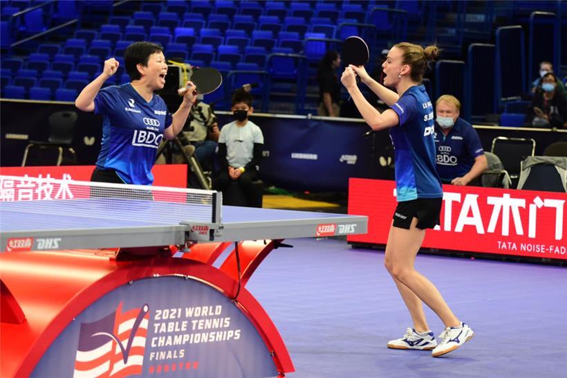 Nach ihrer Bronzemedaille bei der WM 2021 in Houston zählen Ni Xia Lian und Sarah De Nutte im Damen-Doppel in München zum Favoritenkreis
