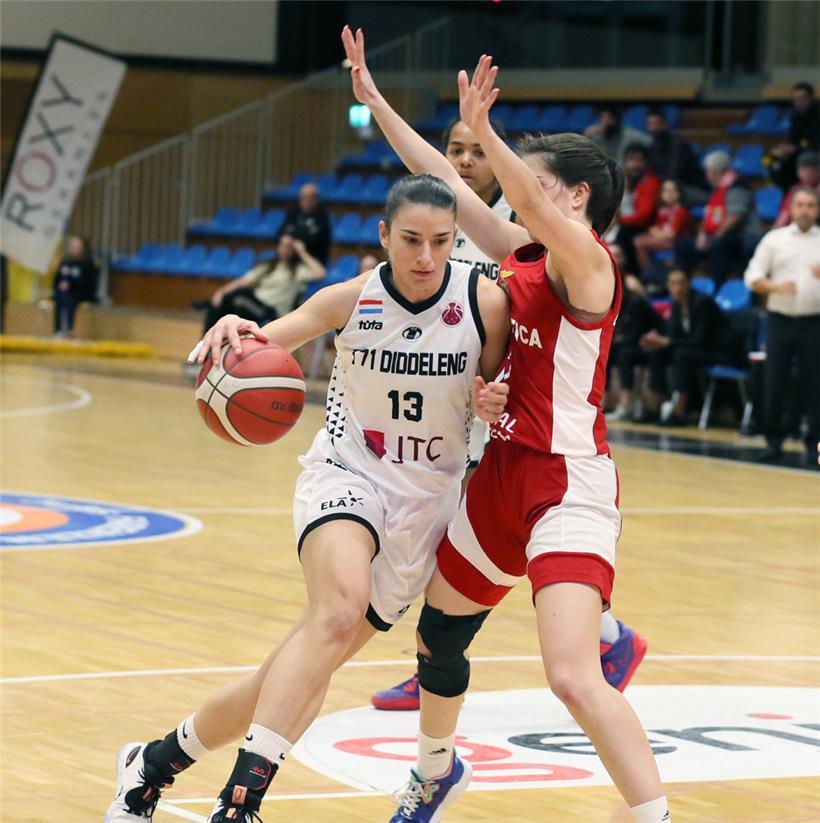 Nadia Mossong (in Weiß) zeigte sich mit der Düdelinger EuroCup-Kampagne zum Abschluss sehr zufrieden
