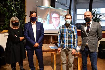 Nancy Braun, Pim Knaff, Pierre de Mequenem (live zugeschaltet), Loïc Clairet und Ralph Waltmans bei der gestrigen Vorstellung
