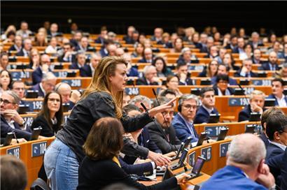 Nicht nur die Ko-Vorsitzende der Grünen-Fraktion, Terry Reintke, hatte Probleme mit ihrem Gerät für die elektronische Stimmabgabe während der Abstimmung über das Entwaldungsgesetz
