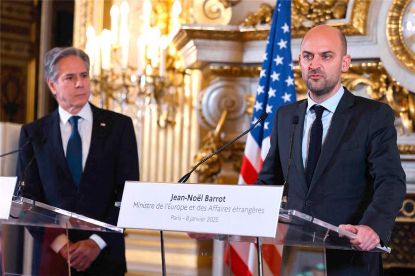 Noch sind die transatlantischen Beziehungen gut: US-Außenminister Antony Blinken auf Abschiedsbesuch bei seinem französischen Amtskollegen Jean-Noël Barrot in Paris
