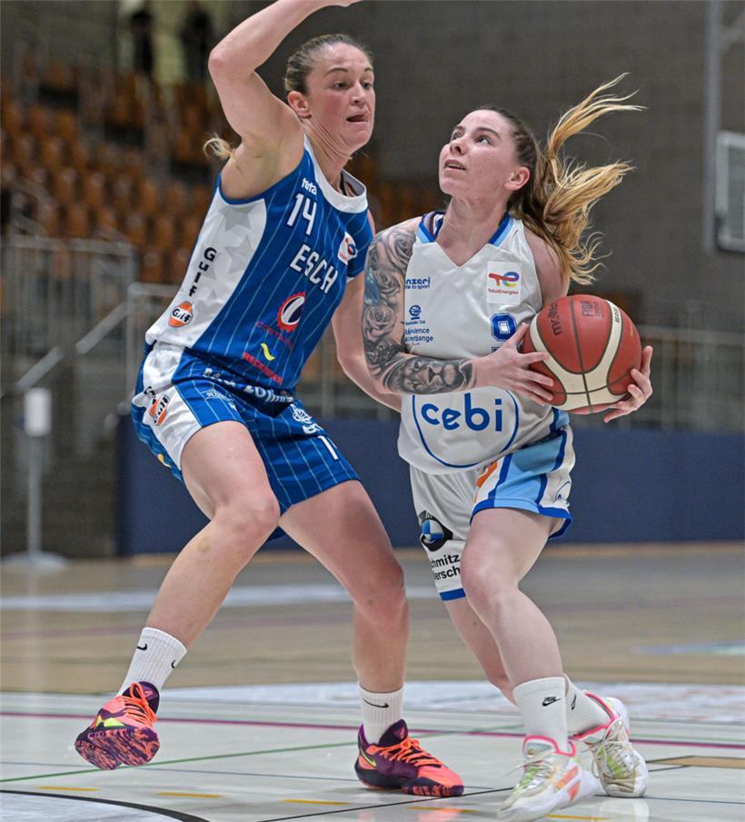 Nora Hermes (in Weiß) und die Résidence wissen, dass sie im Halbfinale gegen Düdelingen nicht chancenlos sein werden
