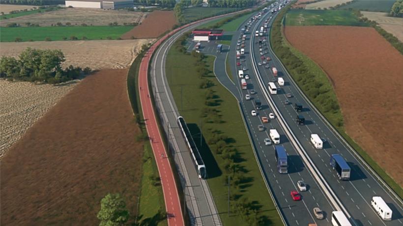 Nur Fliegen ist schöner: So soll die A4 in einigen Jahren aussehen – mit Radschnellweg, Tramstrecke und breiterer Autobahn
