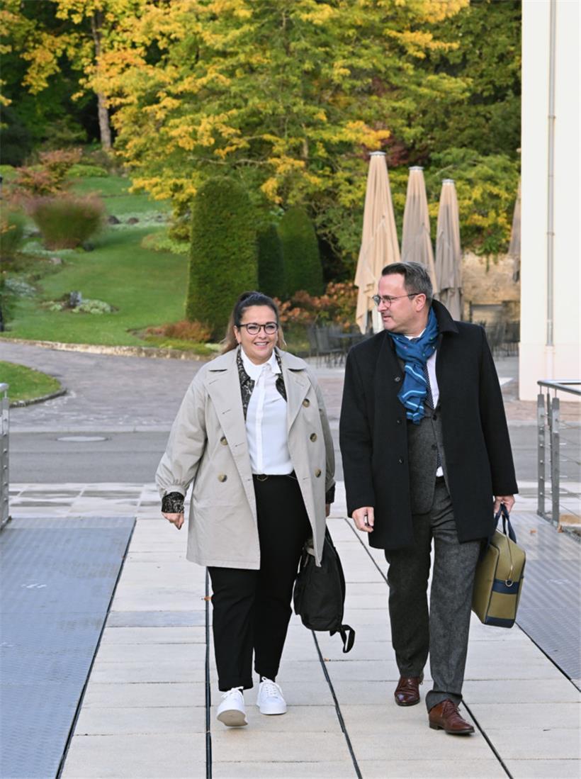 OGBL-Präsidentin Nora Back und Noch-Premier Xavier Bettel.