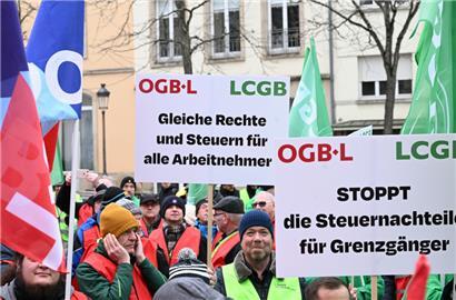 OGBL und LCGB hatten zuletzt vor knapp drei Wochen bei einer gemeinsamen Protestaktion vor dem Finanzministerium den Umgang Luxemburgs mit deutschen Grenzgängern kritisiert
