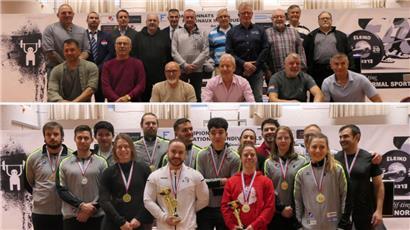 Oben: ehemalige Gewichtheber, unten: die Athleten bei den diesjährigen Landesmeisterschaften
