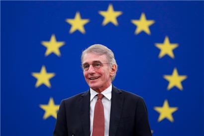 Parlamentspräsident David Sassoli bei einer Rede während einer Plenarsitzung im Europäischen Parlament in Straßburg
