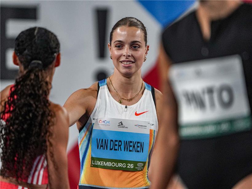 Patrizia Van der Weken sprintet in 11,08 Sekunden über die Laufbahn bei einem Leichtathletik-Wettkampf