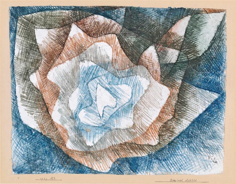 Paul Klee, Berg-insel Luftbild, 1929, 263, Aquarell auf Grundierung auf Gaze auf Karton, 33,3 x 42,7 cm, Zentrum Paul Klee, Bern
