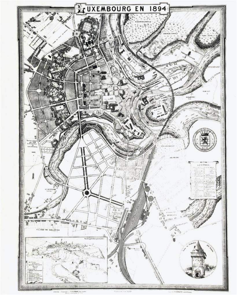 Plan de la ville de Luxembourg en 1894 par Jean-Pierre Biermann