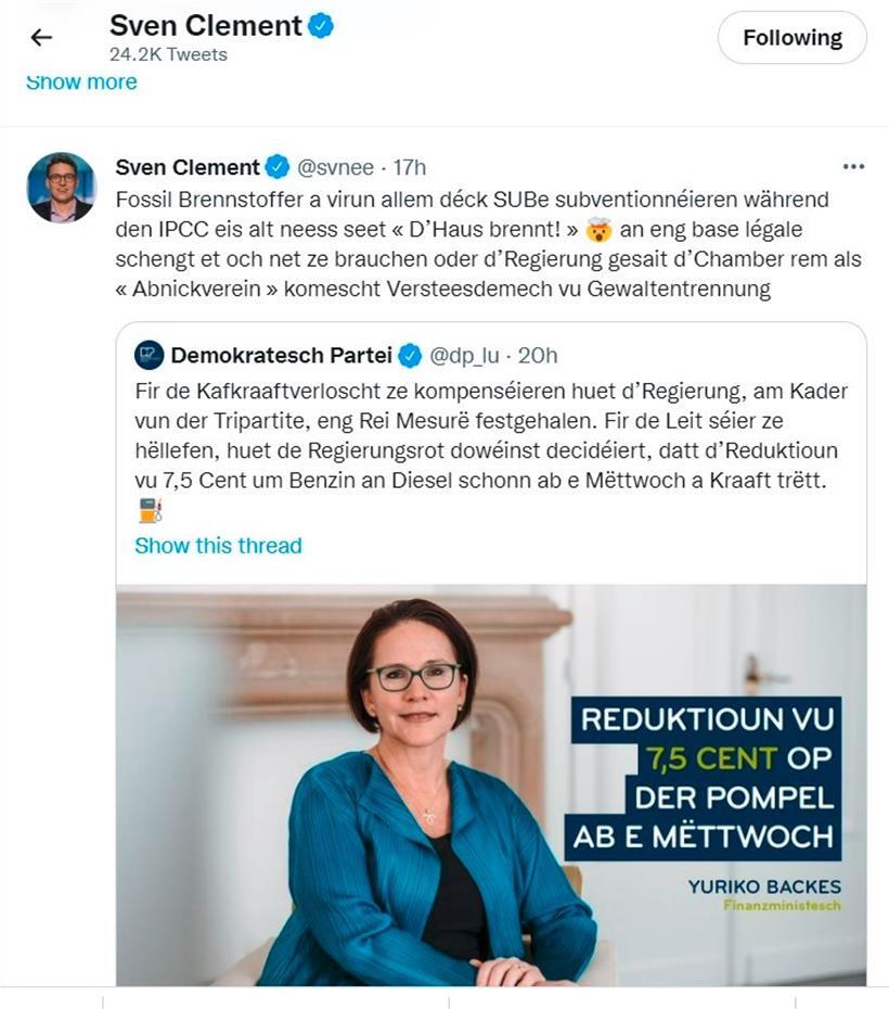 Politische Kommentare auf Twitter
